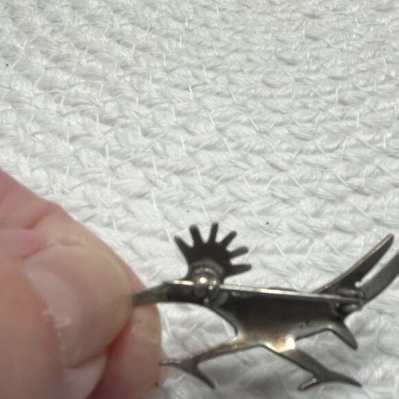 Navajo Roadrunner - Etsy Vintage 1950\'S ROADRUNNER Sterling Silver & Turquoise Native American Made Brooc